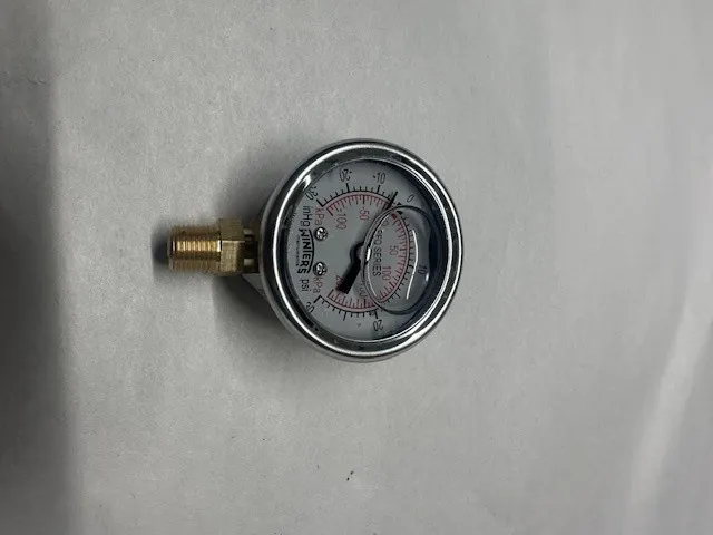 COMPOUND GAUGE SS cage 0-30" Vacuum 0-30 PSI 1.5"  1/8" Lower Bottom stem