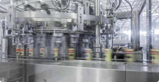 Food cans being processed
